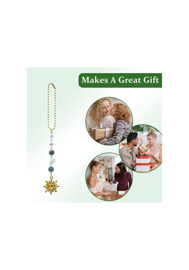 Samdoo Araç Geribakış Aynası Süsü: Yeşil Altın İki Renkli Bohem Gelişimli Elden Yapımı Kristal Takı