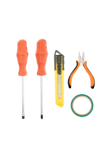 Tek-iş Yıldız Tornavida , Düz Tornavida , Mini Pense , Maket Bıçağı , Izole Bant , Alet Seti 1003 5 Parça