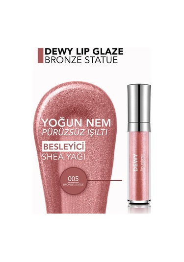 Flormar Besleyici Dudak Parlatıcısı - Dewy Lip Glaze - 005 Bronze Statue-8682536068093
