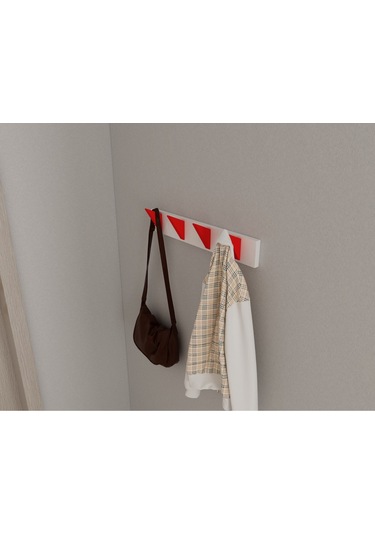 Hepsi3boyutlu Modern Duvar & Kapı Kanca Askılık - 4 Adet Kırmızı Kanca Askılık - Model No : 5 Kırmızı