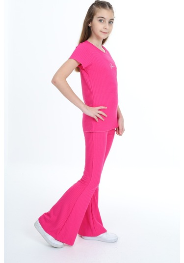 Toontoy Kız Çocuk Storie Nakışlı Eşofman Takım Fuşya
