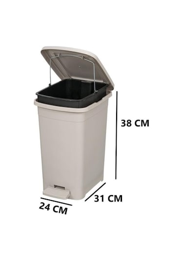 Omnipazar Elf-i343 Slim Pedallı Plastik Çöp Kovası İç Kovalı 15 Lt Gri