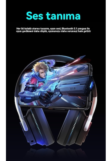 Parlayan Kafa Bluetooth Kulaklık Kablosuz Oyun Her Şey Dahil Kedi Kulak Kulaklık White