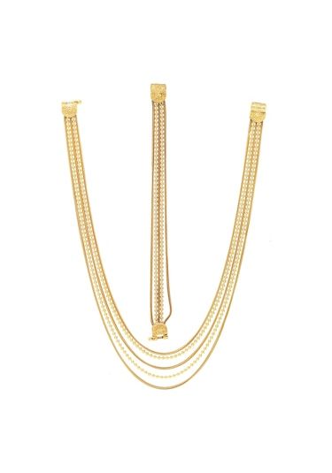 Sıralı Toplu Altın Kaplama 925 Ayar Gümüş Bayan Hasır Üçlü Set 201024776 Gold