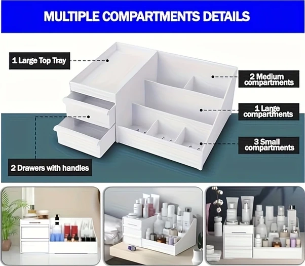 Cordial Çekmeceli Çok Amaçlı Beyaz Makyaj Organizatörü - Duvara Monte Kozmetik Saklama Beyaz