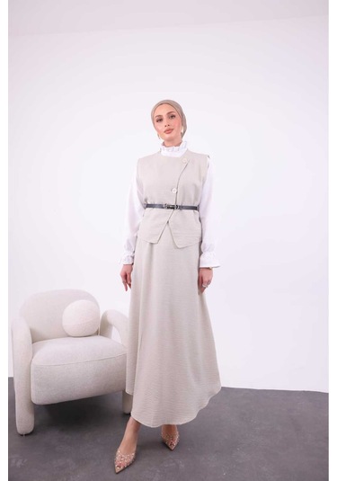 Bambu Keten Üçlü Takım Bej