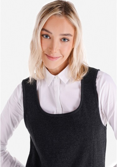 Colins Regular Fit Kadın Antrasit Kolsuz Elbise Cl1065104 Q1.v2 Anm Antra Melanj