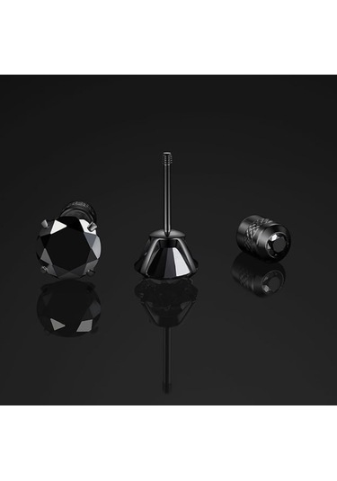 Siyah Crystal Döner Kilit Küpe - 1 Adet Siyah