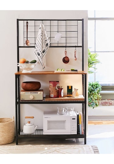 Weblonya Mutfak Bangosu Raf Bar Masası Çok Amaçlı Masa Siyah 5159