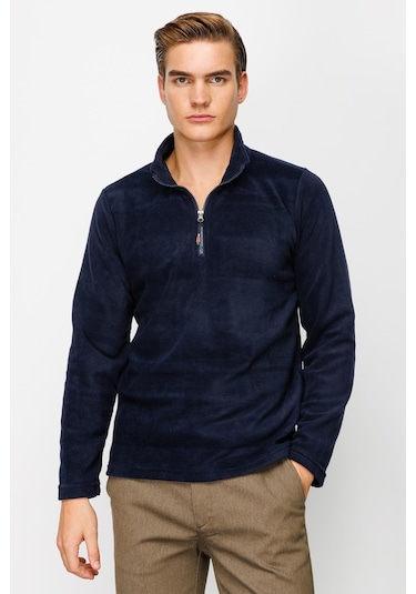 İgs Erkek Lacivert Standart Yarım Fermuar Polar Lacivert