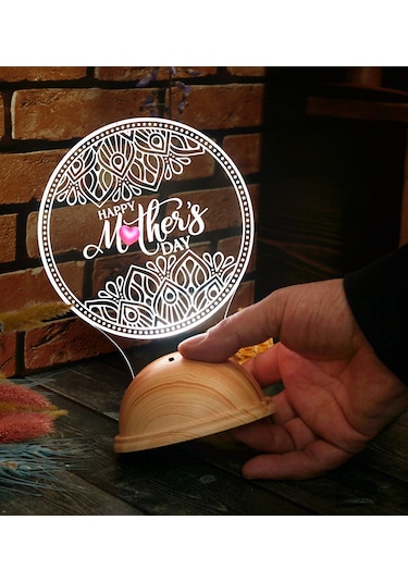 Happy Mother's Day İşlemeli Anneler Günü Hediyesi Led Gece Lamba