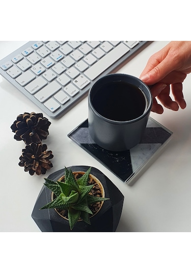 Decorita Cam Bardak Altlığı Hibrit Mermer 4'lü Takım 10 x 10 CM Çok Renkli