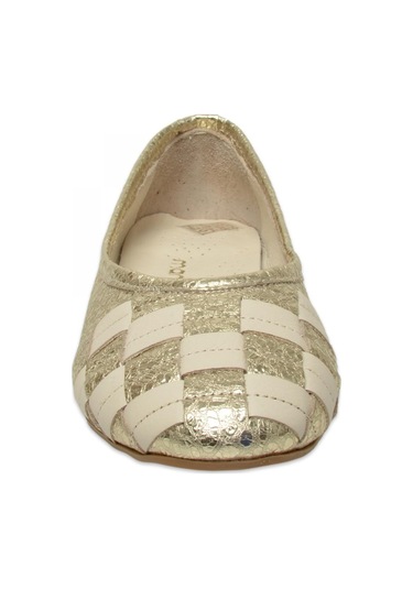 Mammamia D25ya-7350z Günlük Altın Kadın Babet Beyaz