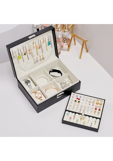 Büyük Kapasiteli Çok Katmanlı Takı Küpe Depolama Ekran Kutusu Pembe Çok Renkli