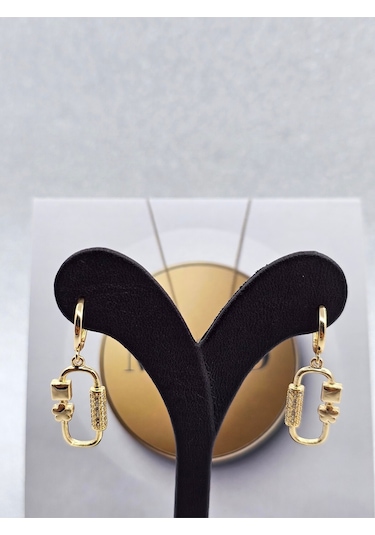 Xuping Zirkon Yıldız Kare Model Gold Renk Çelik Küpe Altın