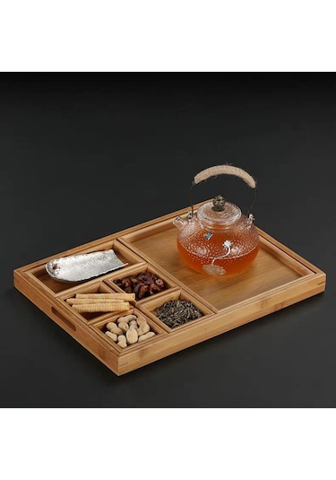 Meyve Tepsisi, Çay Töreni Aksesuarları Kombinasyonu Bambu Kurutulmuş Meyve Tepsisi Atıştırmalık Tabak Tutucu Ev Çay Töreni İçin