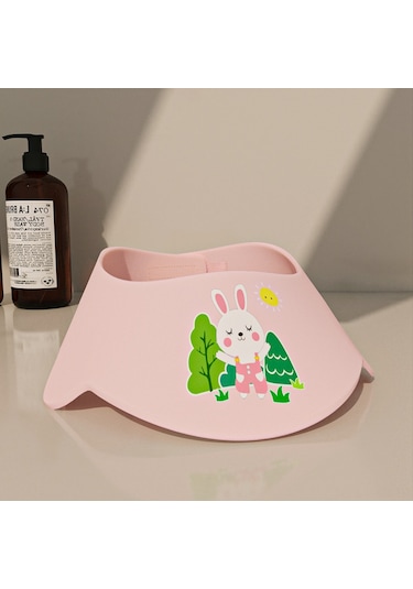 Kosona Küçük Çocuklar İçin Su Geçirmez Kulaak Ve Göz Korumalı Şampuan Şapka, Ayarlanabilir Boyutlu Banyo Aleti Pembe Tavşan