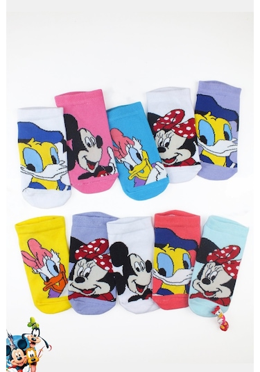 Color Socks 10'lu Çocuk Sevimli Karakterler Patik Çorap Seti ÇoK Renkli