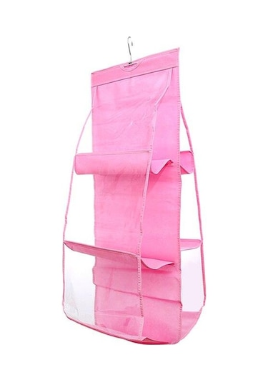 Pembe 6 Cep Asılı Çanta Şeffaf Saklama Çantası Temizle Ev Organizatör Dolap Dolap Muhtelif Ayakkabı Çantası Askı Kılıfı İle