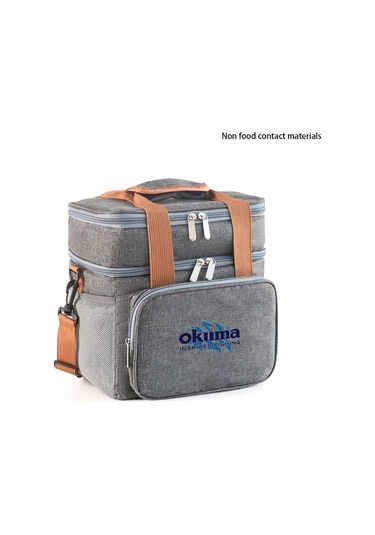 Xuweiwei Okuma Inspıred Fıshıng Navy Blue 1pc Büyük Kapasiteli Fermuarlı Izoleli Balıkçı Çantası Dayanıklı Oxford Hafif Güçlendirilmiş Sap Altın