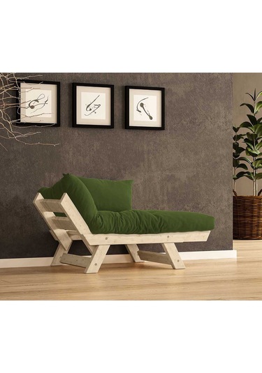 Woodesk Adalar Masif Natural-yeşil Renk Berjer Cpt8150-140 Yeşil