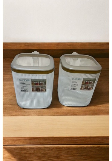 2500 Ml 2'li Kulplu Kapaklı Saklama Kabı Seti, Şeffaf Gold Şeffaf