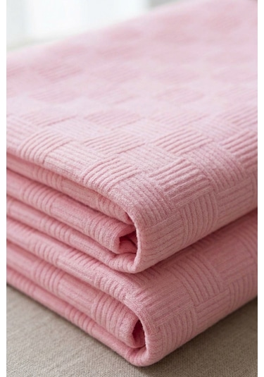 %100 Pamuk Dama Desenli Tek Kişilik Pike Pembe 160x230