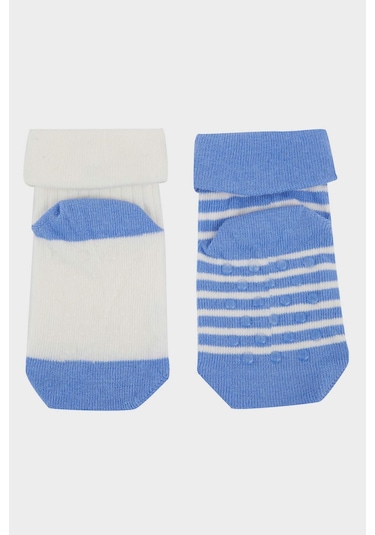 DeFacto Erkek Bebek Kaydırmaz Taban 2'li Pamuklu Uzun Çorap E4981A5NSKR1 Çok Renkli