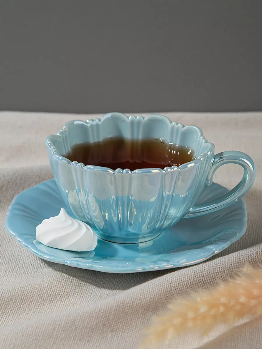 Teplo V Rukah İnci Desenli Çay Takımı, Bardak Ve Tabak 208197764 İnci-mavi