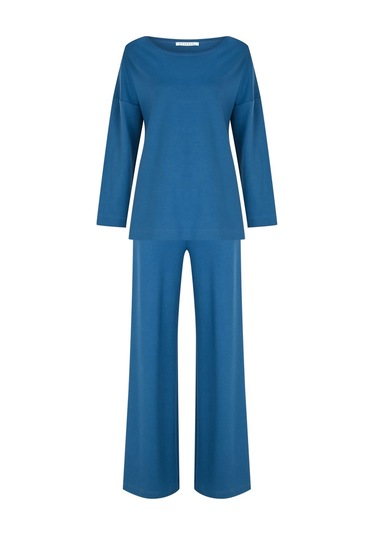 Kadın Bol Paçalı Ikili Takım Frn6101 Mavi