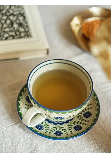 Roomi Desenli Seramik Çay Takımı 320 Ml, Fincan Ve Tabak 230280424 Beyaz