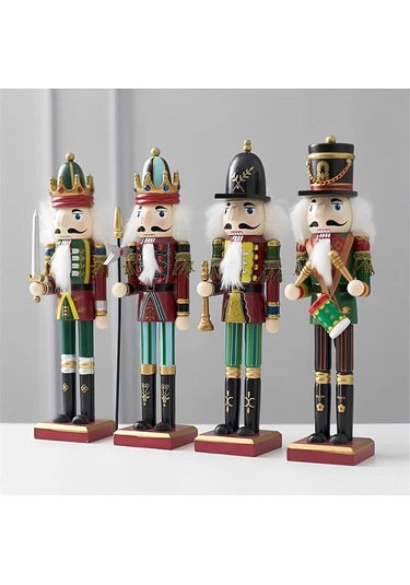 Konesam 30cm Ahşap Savaşçı Figürü, Elle Boyanmış, Açılabilir Ağız, Noel Dekorasyonu, Ev Zırhlama, Hediye Özel Davulcu