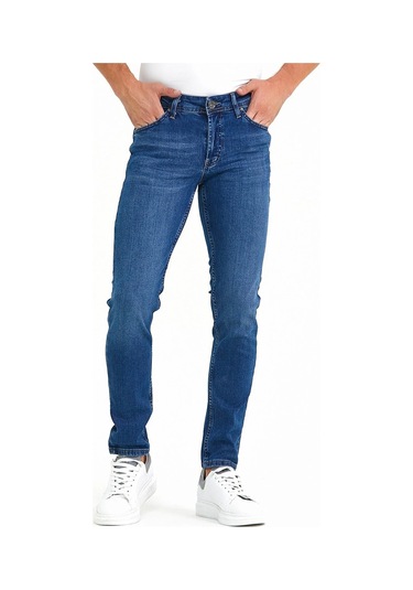 Digital Jeans Erkek Slim Fit Dar Kesim Dar Paça Kot Panto Koyu Mavi Açık Gri