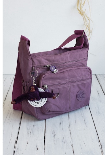 Krinkıl Su Geçirmez Çok Gözlü Çapraz Kol Ve Omuz Postacı Çantası Koyu Leylak Soluk Mor 9507 Mor