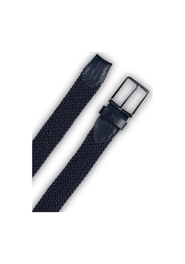 Mft Leather Hakiki Deri Erkek Örgü Esnek Kemer 3,5cm, Lacivert 9862 Lacivert