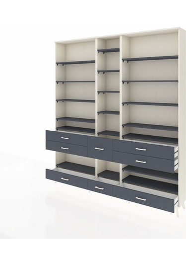 Arges Dolap 19 Raflı 8 Çekmeceli 220x30x243 Aytaşı-antrasit/antrasit Antrasıt/antrasıt