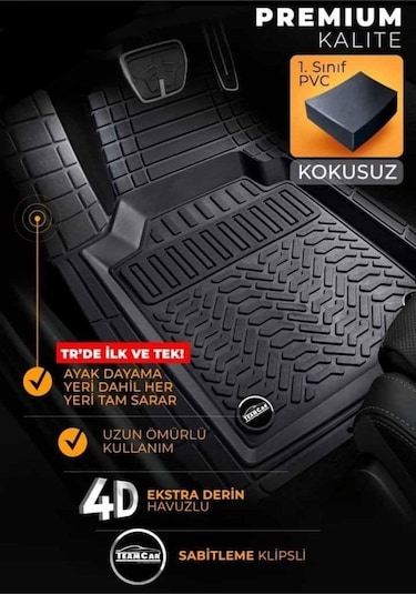 Renault Clio 2 Havuzlu Universal Paspas Siyah