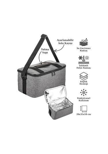 Ns Reliable Kamp Piknik Termal Soğutucu Yalıtımlı Buzluk Termos Çanta - 940 Gri