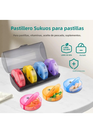 Haftalık İlaç Depolama Düzenleyici Hap Kutusu Tutucu Kap Hap Kutusu İlaç Tablet Taşınabilir Dağıtıcı Düzenleyici Yarım Siyah,