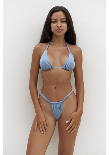 Dahlia Büzgü Detaylı Kalın Bantlı Mavi Bikini Altı Mavi