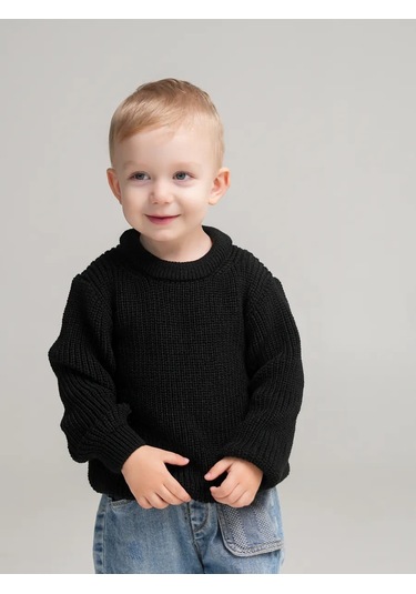 Djaza Kids Çocuklar İçin Örme Oversize Kazak 249550284 Siyah