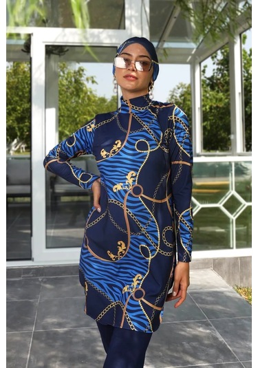 Likralı Tam Kapalı Tesettür Mayo 268-514 Lacivert Lacivert