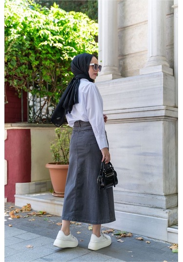 Ara Boy Likralı Gabardin Etek Antrasit