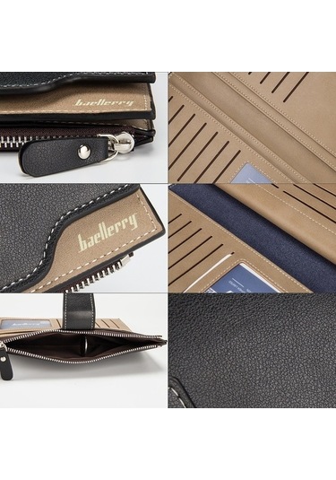 Createtech Baellerry Erkek Uzun Cüzdan, Modern Genç El Çantası, Kahverengi Kahverengi