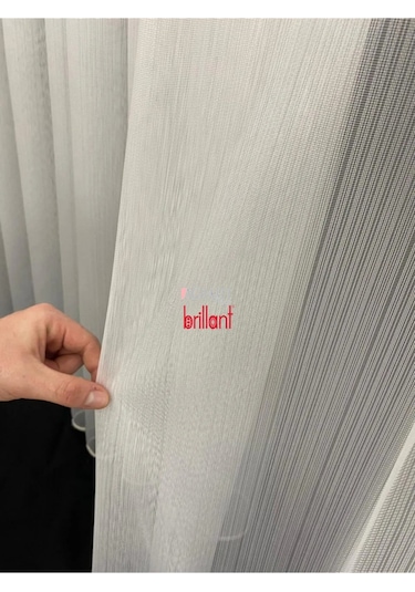 Tül Perde Brillant İnce Çizgili Etek Kurşunlu