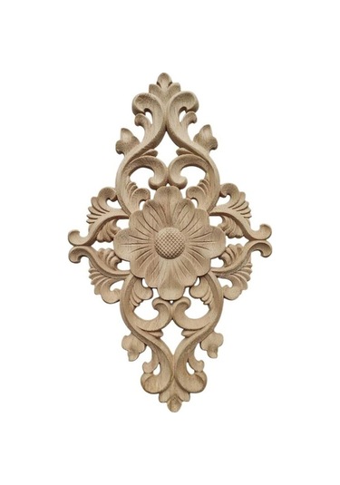 Pazly Avrupa Tarzı Ahşap Oyma Aplike Kapı Dolap Dekorasyonu 40x20cm Ahşap