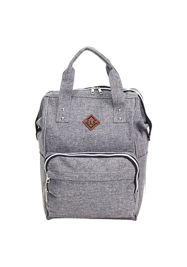 Termal Bölmeli Gri Anne Bebek Sırt Çantası Melanj Kumaş Su Geçirmez Bebek Bakım Çantası Puset Uyumlu Siyah