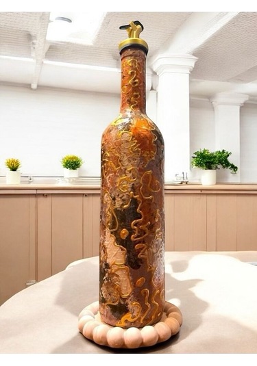 El Yapımı Altın Varaklı Yağdanlık Tasarım Sunum Standı İle Şık Mutfaklar Ve Sofralar Metalik