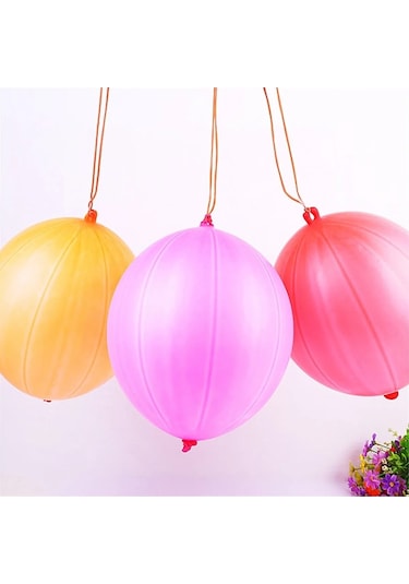 Punch Balon 100 Adet Zıpzıp Lastikli Balon Karışık Renk İpli Balon