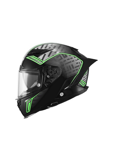 Motoanl Full Face Ce Yüksek Güvenlikli Motor Kaskı Exorcısm Edition Siyah Yeşil